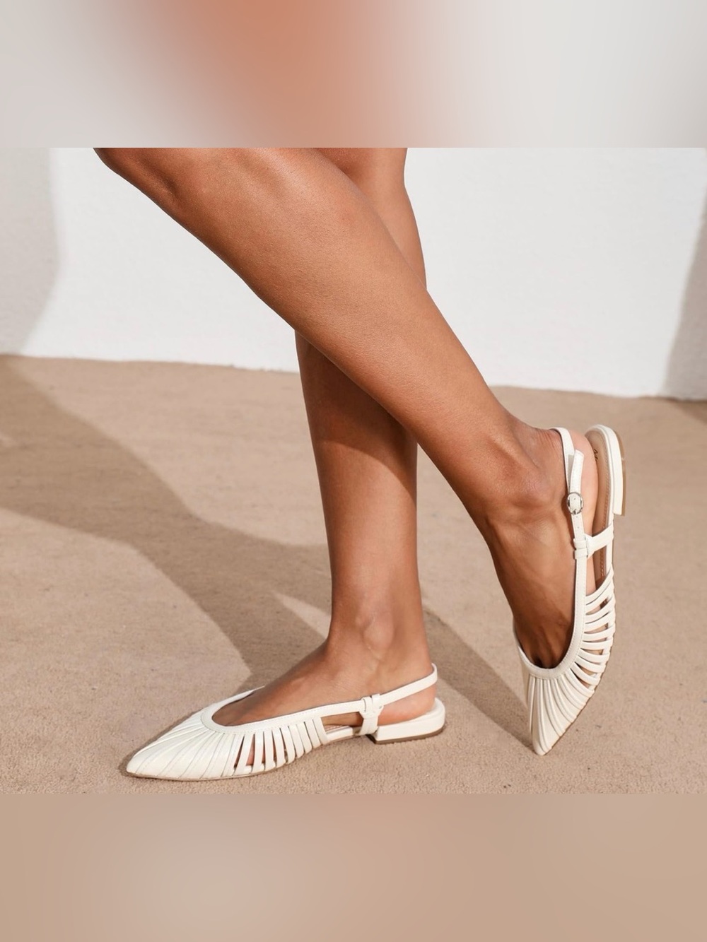 Nine West Ivory Cutout Pointed Slingback Flats